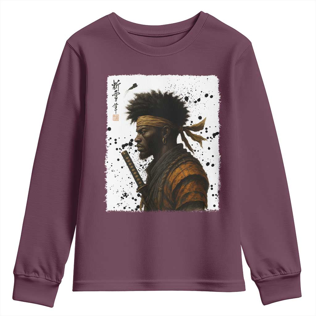 Afro American Samurai Youth Sweatshirt Japanese Vintage Graphic Sumie Katana - African Pride