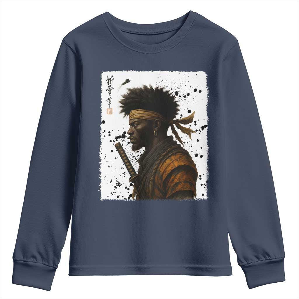 Afro American Samurai Youth Sweatshirt Japanese Vintage Graphic Sumie Katana - African Pride