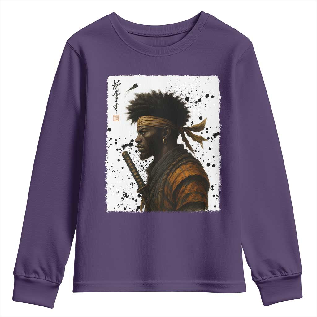 Afro American Samurai Youth Sweatshirt Japanese Vintage Graphic Sumie Katana - African Pride