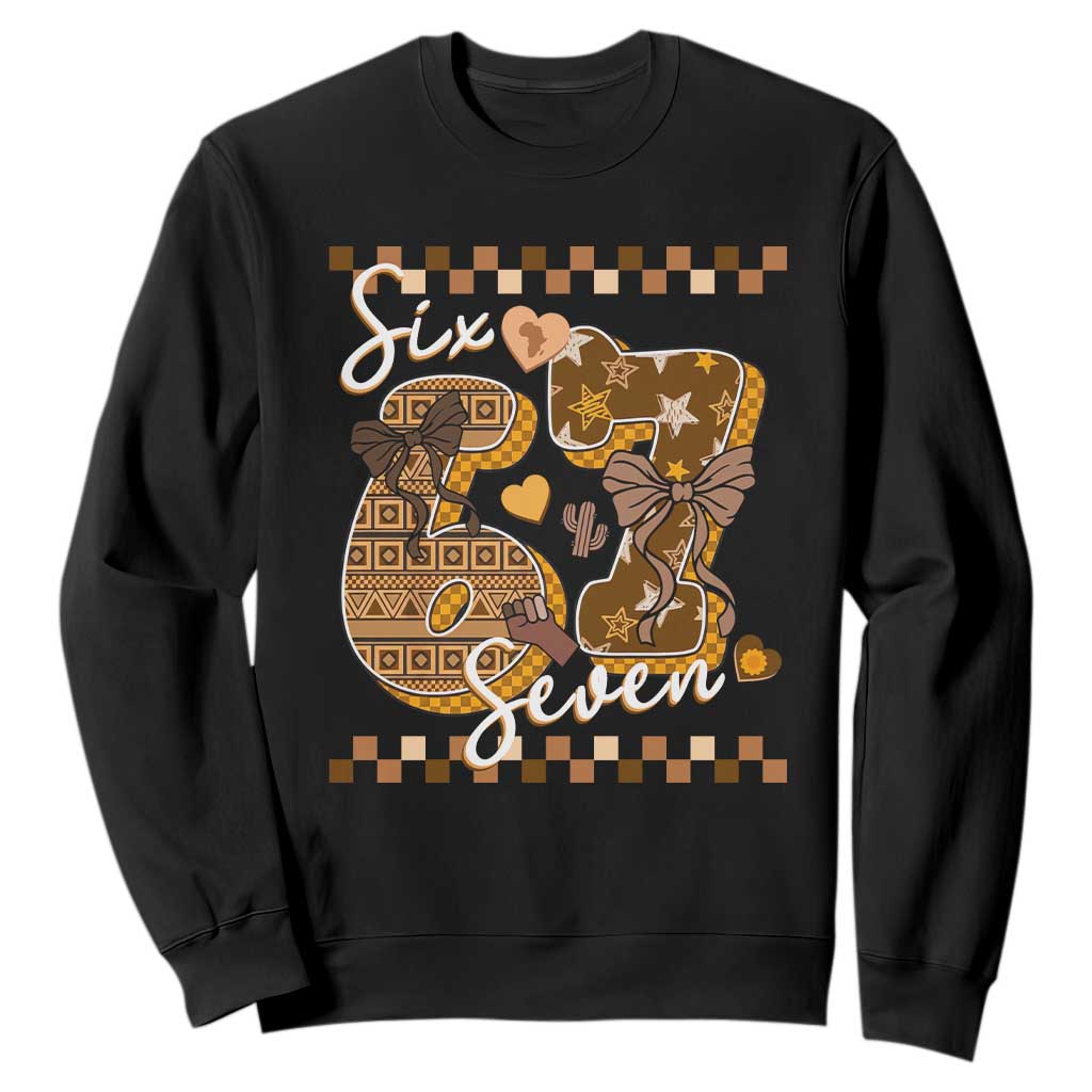 Funny African American Melanin Gift Sweatshirt Six Seven Meme