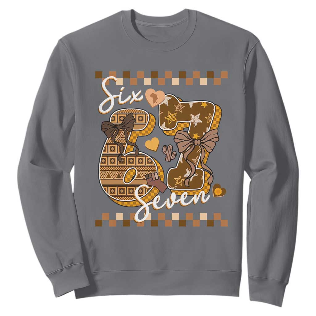 Funny African American Melanin Gift Sweatshirt Six Seven Meme