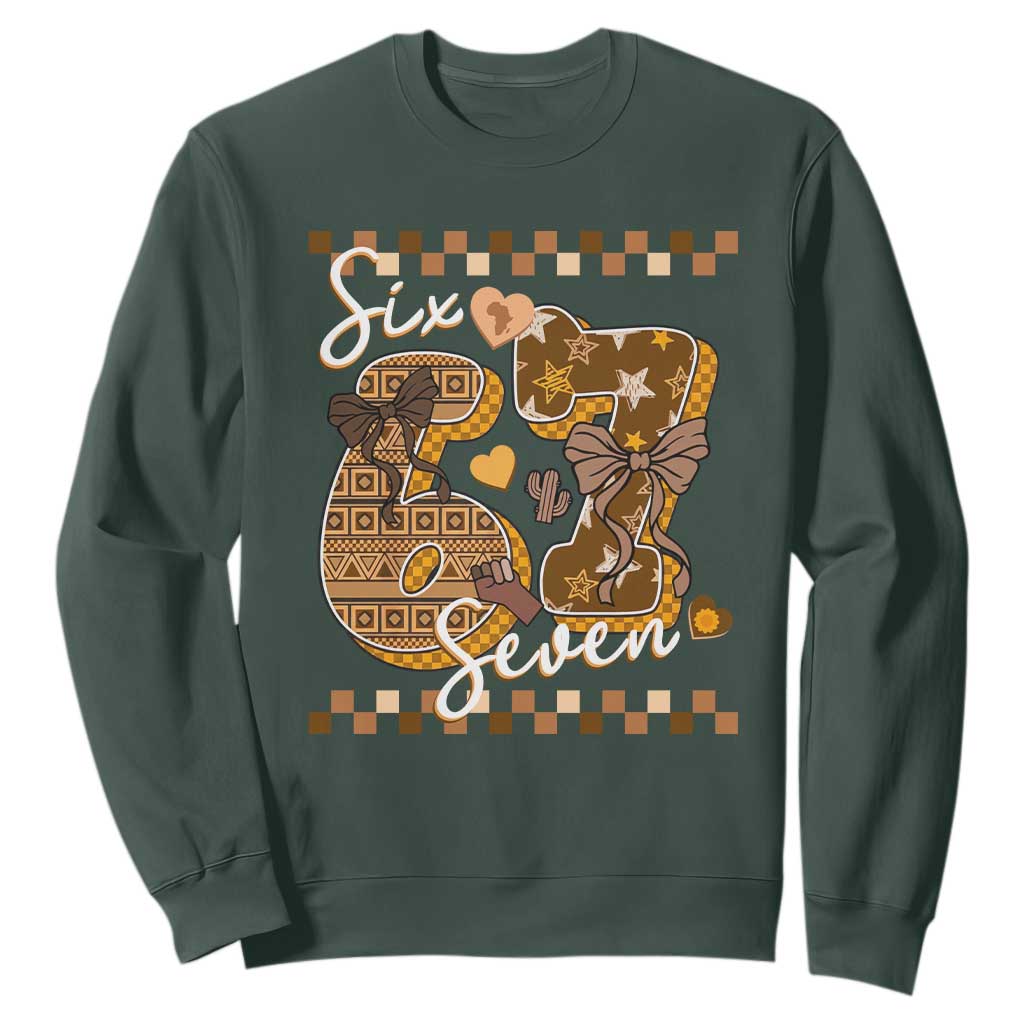 Funny African American Melanin Gift Sweatshirt Six Seven Meme