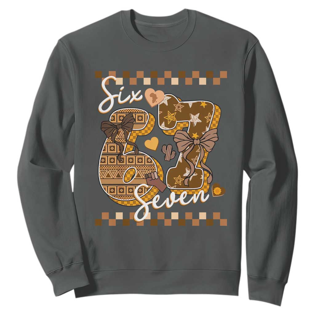 Funny African American Melanin Gift Sweatshirt Six Seven Meme