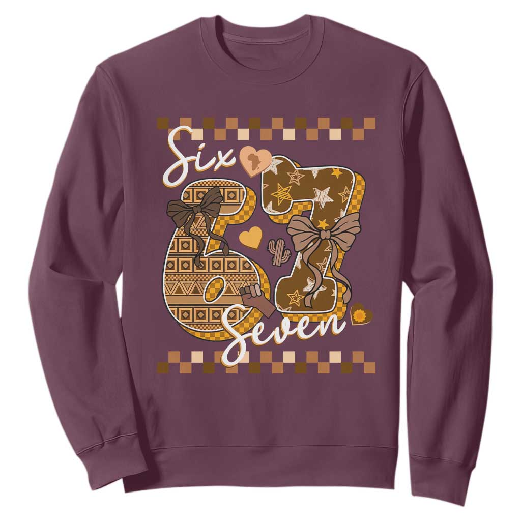 Funny African American Melanin Gift Sweatshirt Six Seven Meme