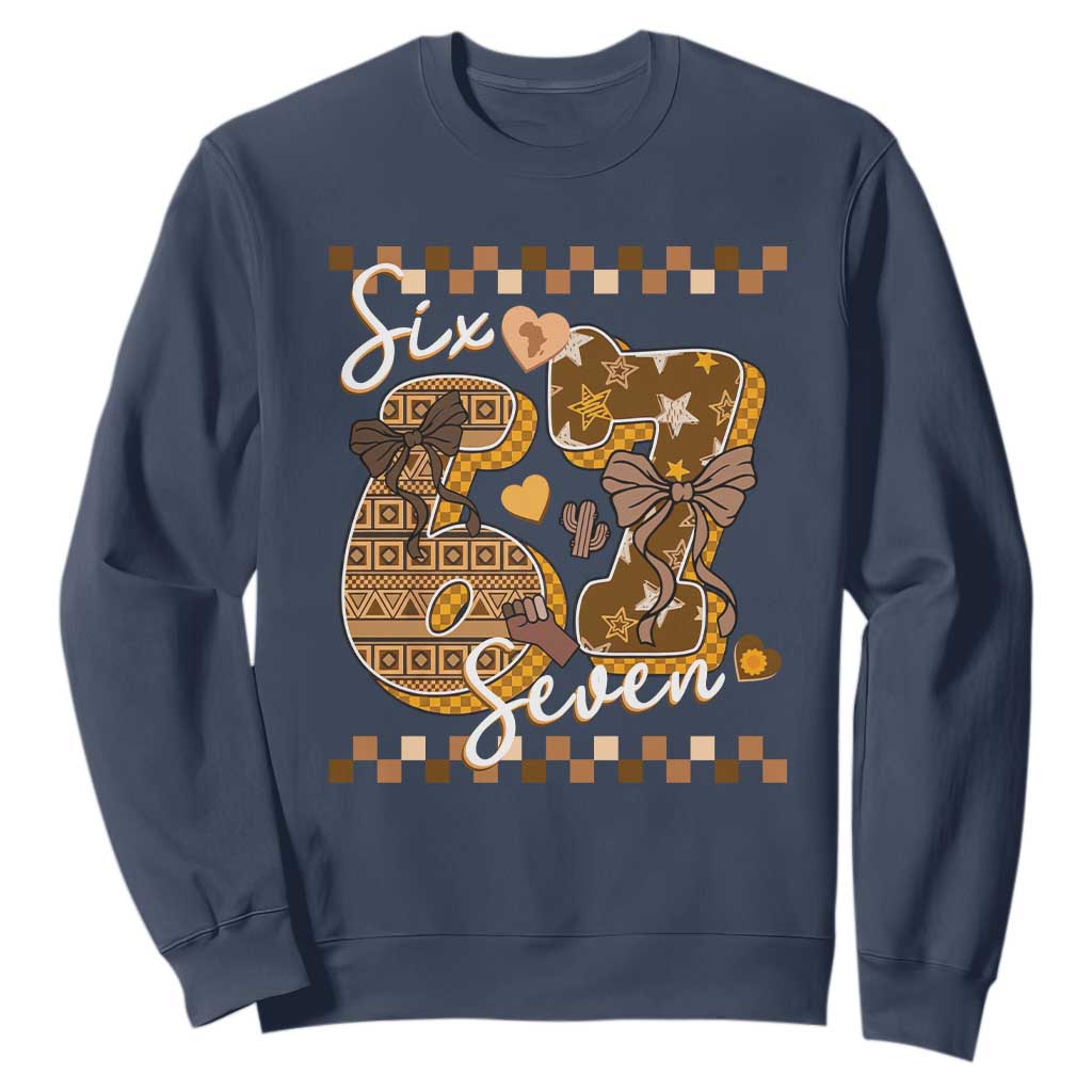 Funny African American Melanin Gift Sweatshirt Six Seven Meme