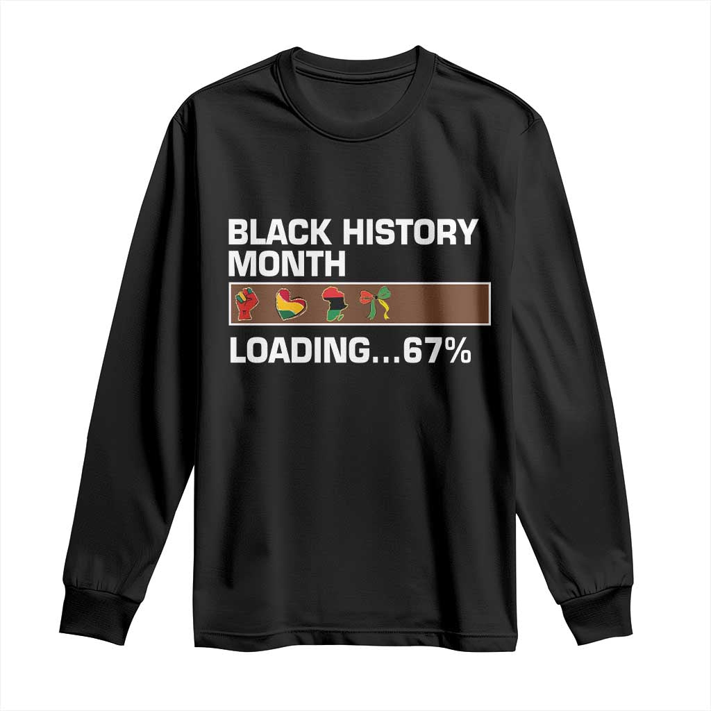 Funny Black History Month Loading Long Sleeve Shirt Six Seven Meme