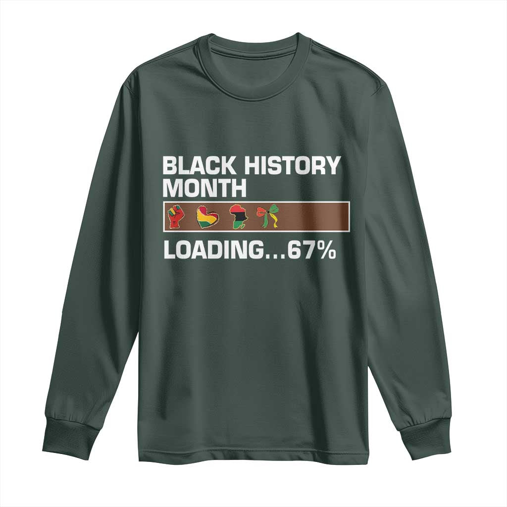 Funny Black History Month Loading Long Sleeve Shirt Six Seven Meme