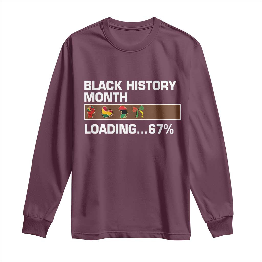 Funny Black History Month Loading Long Sleeve Shirt Six Seven Meme