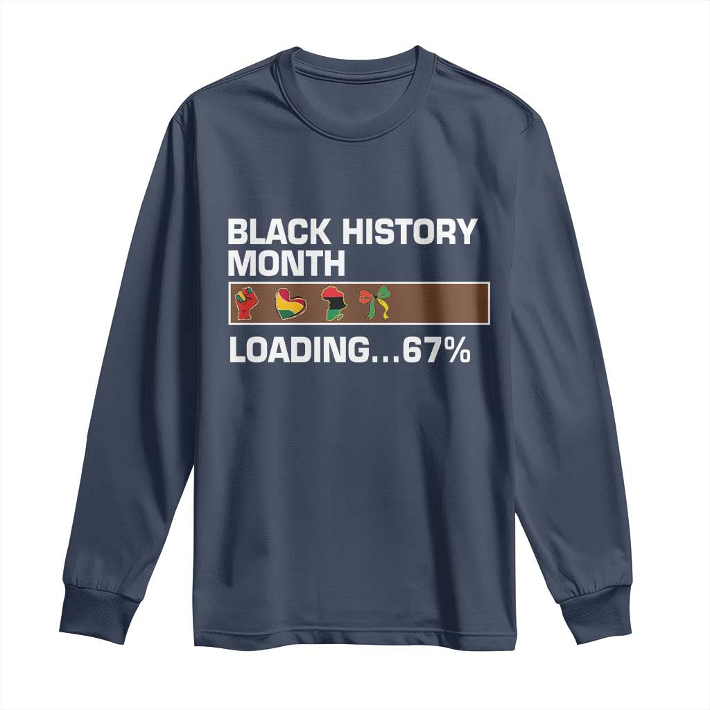 Funny Black History Month Loading Long Sleeve Shirt Six Seven Meme
