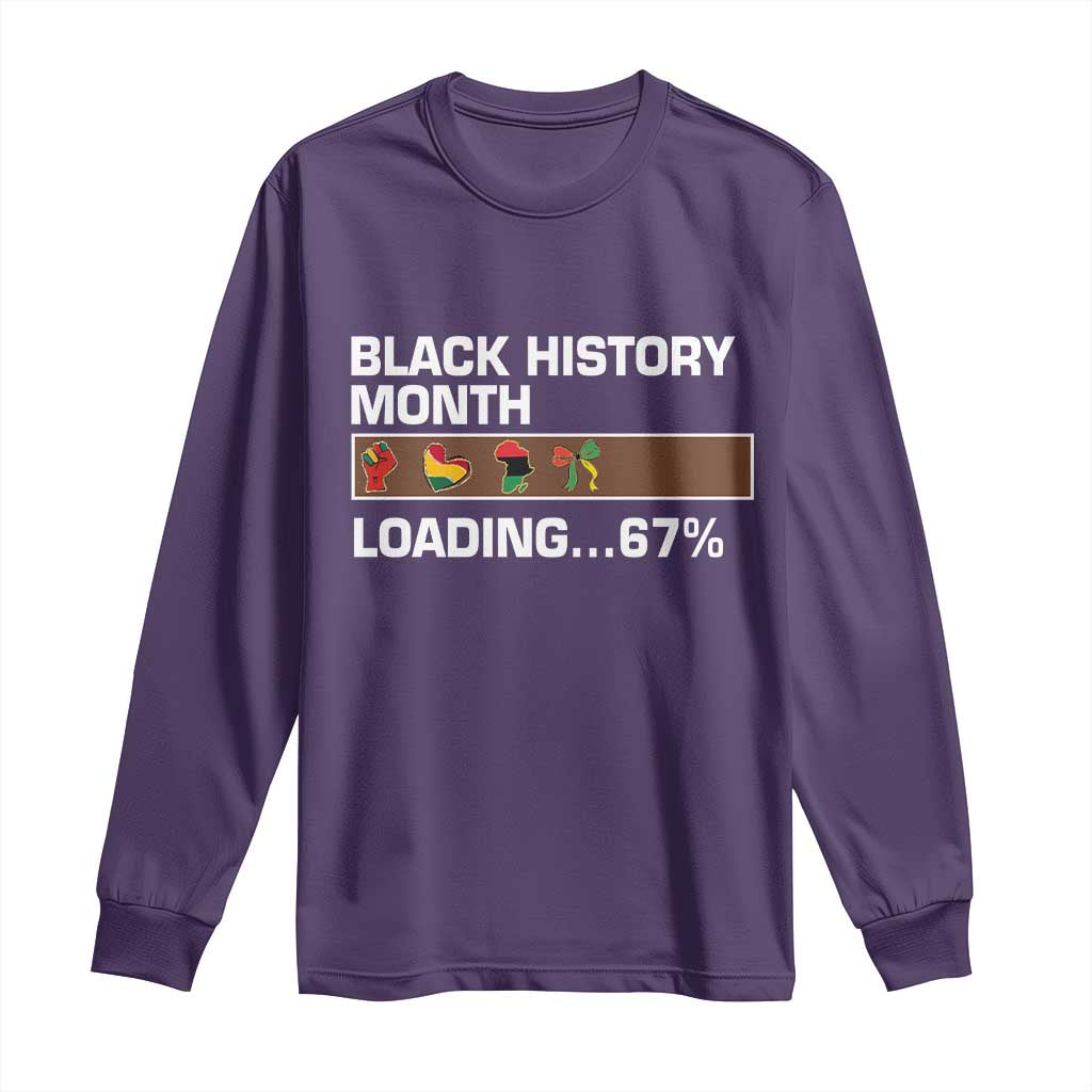 Funny Black History Month Loading Long Sleeve Shirt Six Seven Meme
