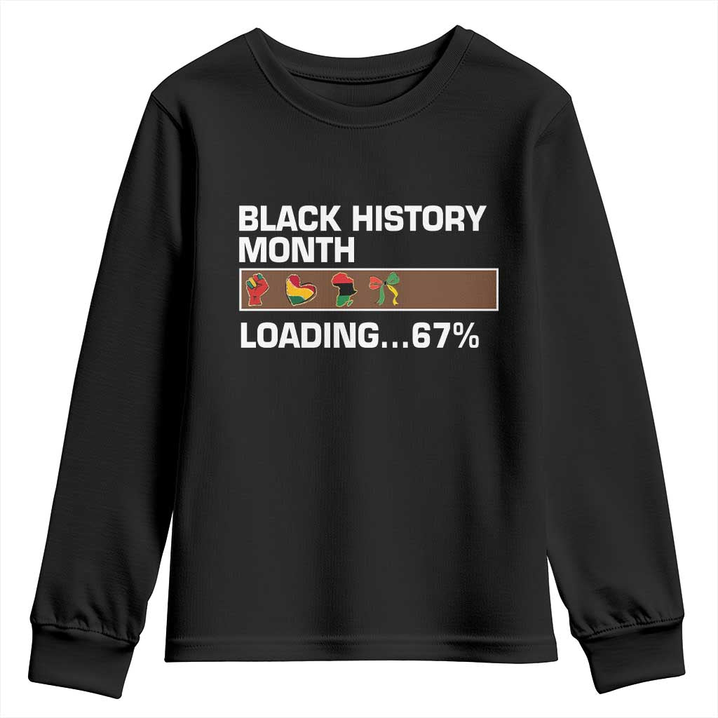 Funny Black History Month Loading Youth Sweatshirt Six Seven Meme