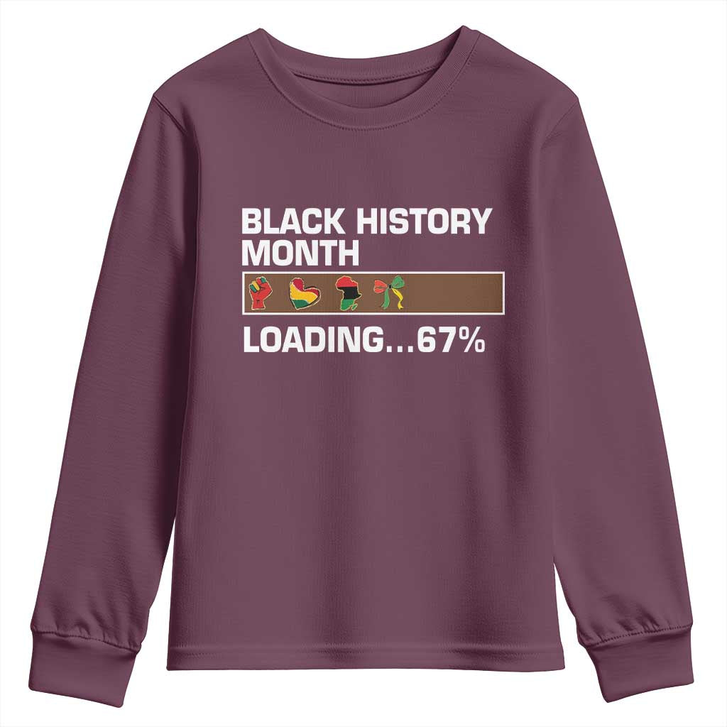 Funny Black History Month Loading Youth Sweatshirt Six Seven Meme