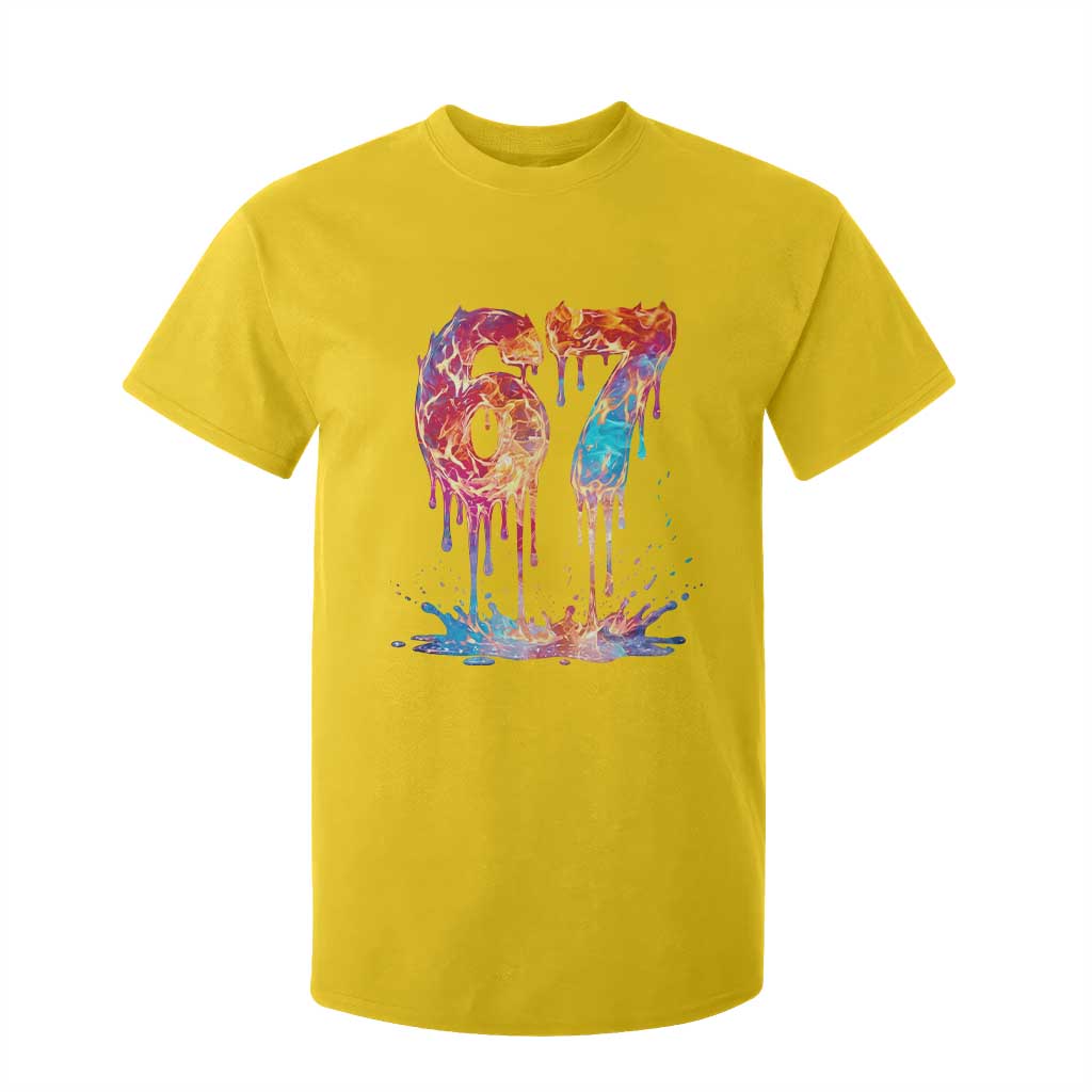 Burning Six Seven T Shirt For Kid Drip Fire Flame Meme
