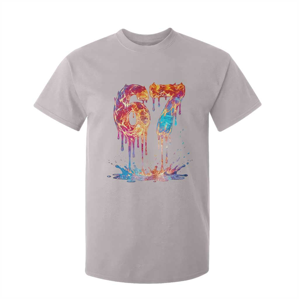 Burning Six Seven T Shirt For Kid Drip Fire Flame Meme