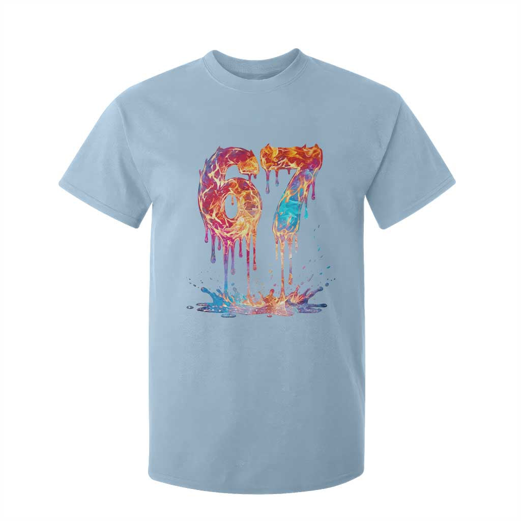 Burning Six Seven T Shirt For Kid Drip Fire Flame Meme