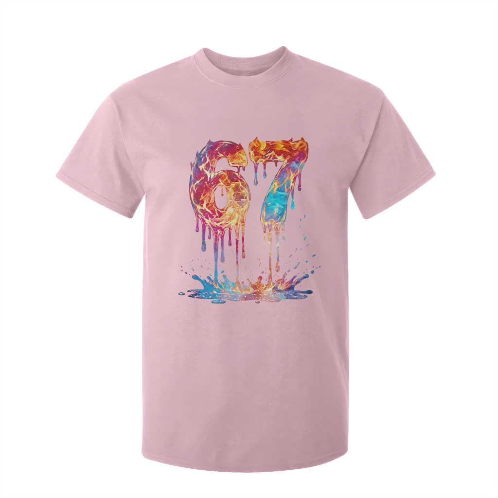 Burning Six Seven T Shirt For Kid Drip Fire Flame Meme