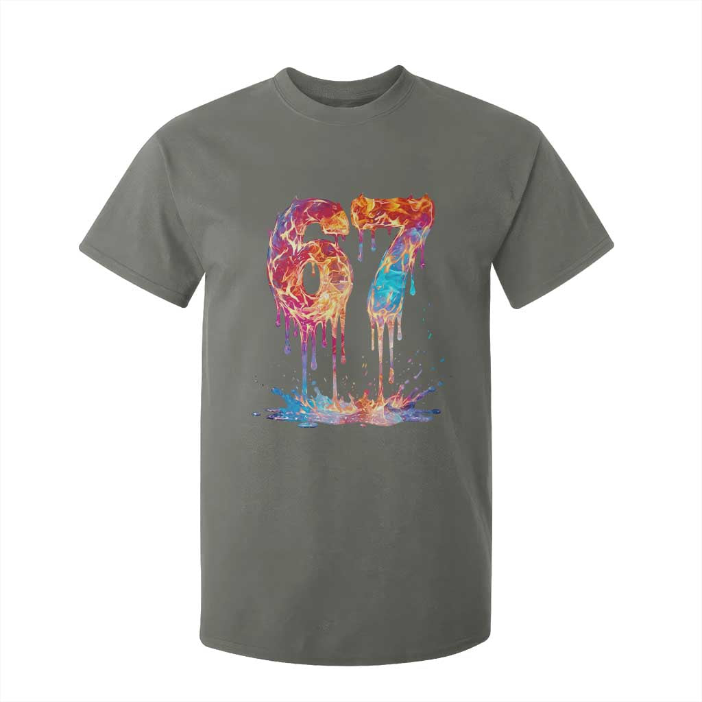 Burning Six Seven T Shirt For Kid Drip Fire Flame Meme