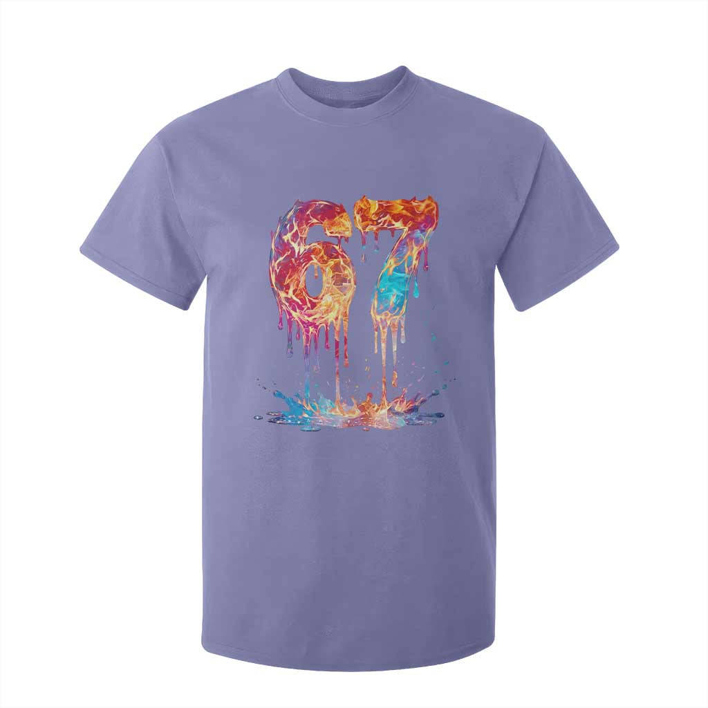 Burning Six Seven T Shirt For Kid Drip Fire Flame Meme