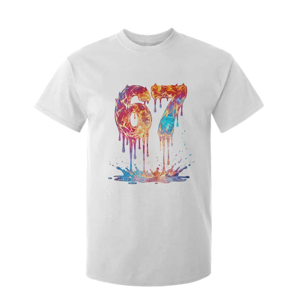 Burning Six Seven T Shirt For Kid Drip Fire Flame Meme