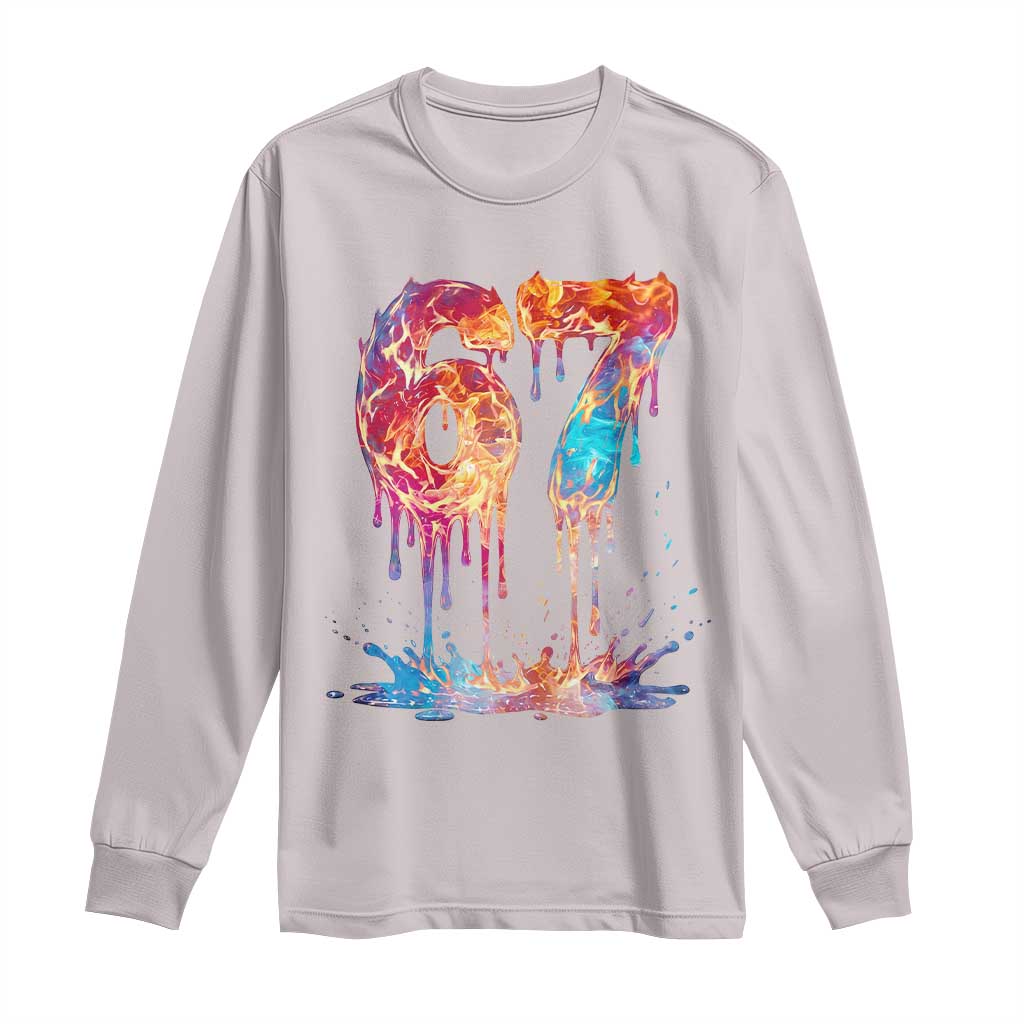 Burning Six Seven Long Sleeve Shirt Drip Fire Flame Meme
