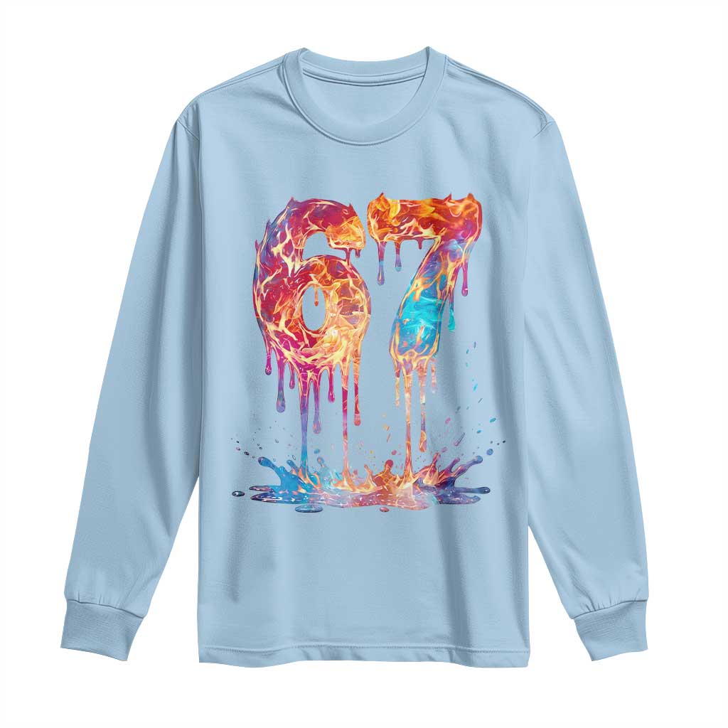Burning Six Seven Long Sleeve Shirt Drip Fire Flame Meme