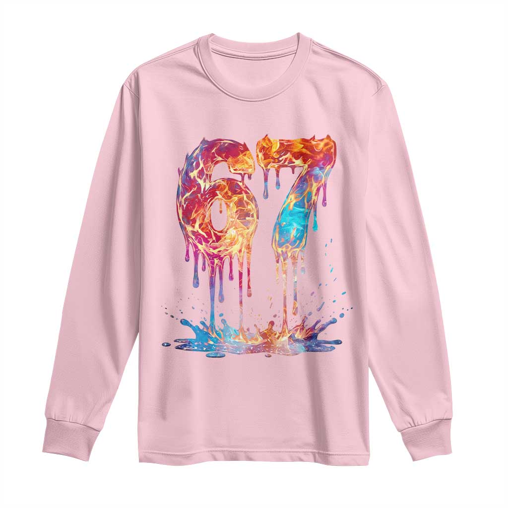 Burning Six Seven Long Sleeve Shirt Drip Fire Flame Meme