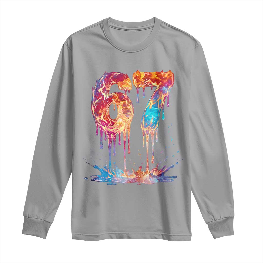 Burning Six Seven Long Sleeve Shirt Drip Fire Flame Meme