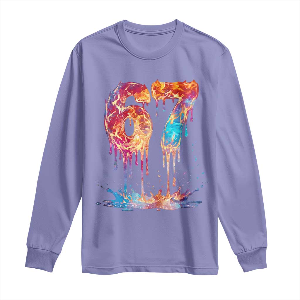 Burning Six Seven Long Sleeve Shirt Drip Fire Flame Meme