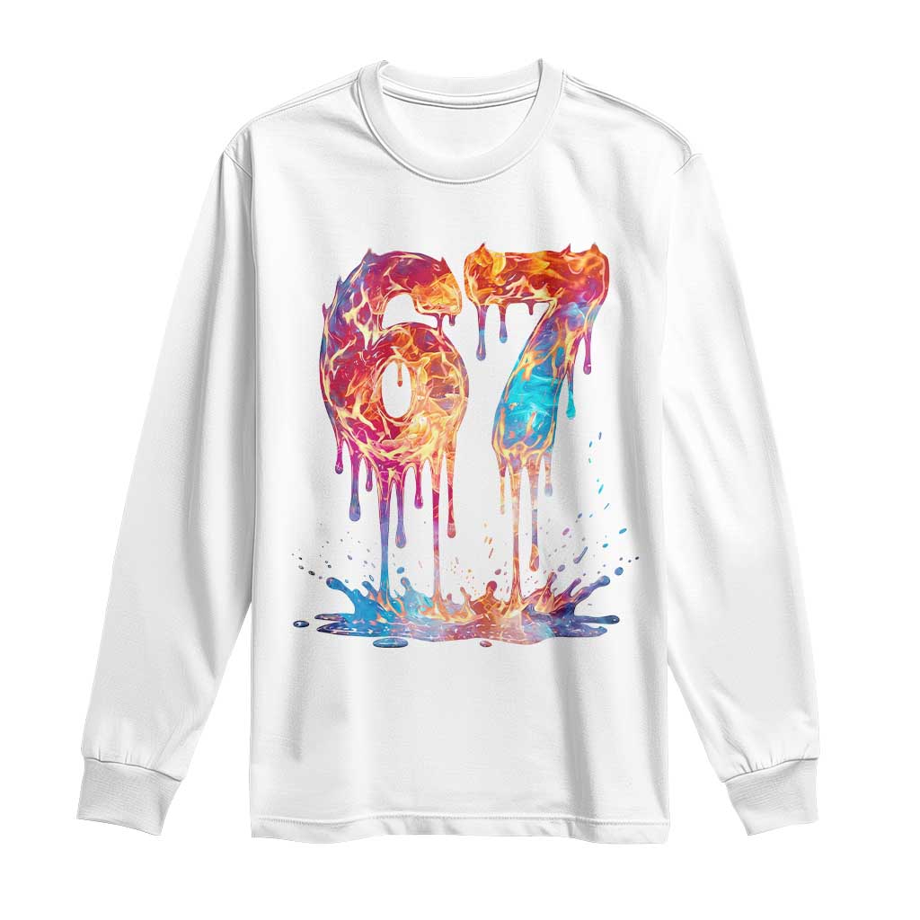 Burning Six Seven Long Sleeve Shirt Drip Fire Flame Meme