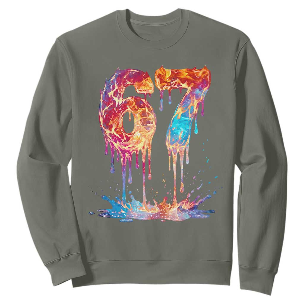 Burning Six Seven Sweatshirt Drip Fire Flame Meme