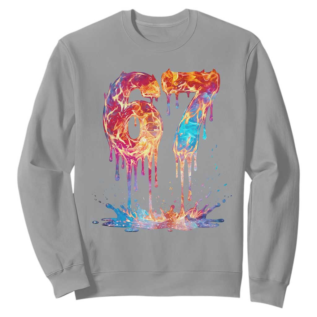 Burning Six Seven Sweatshirt Drip Fire Flame Meme