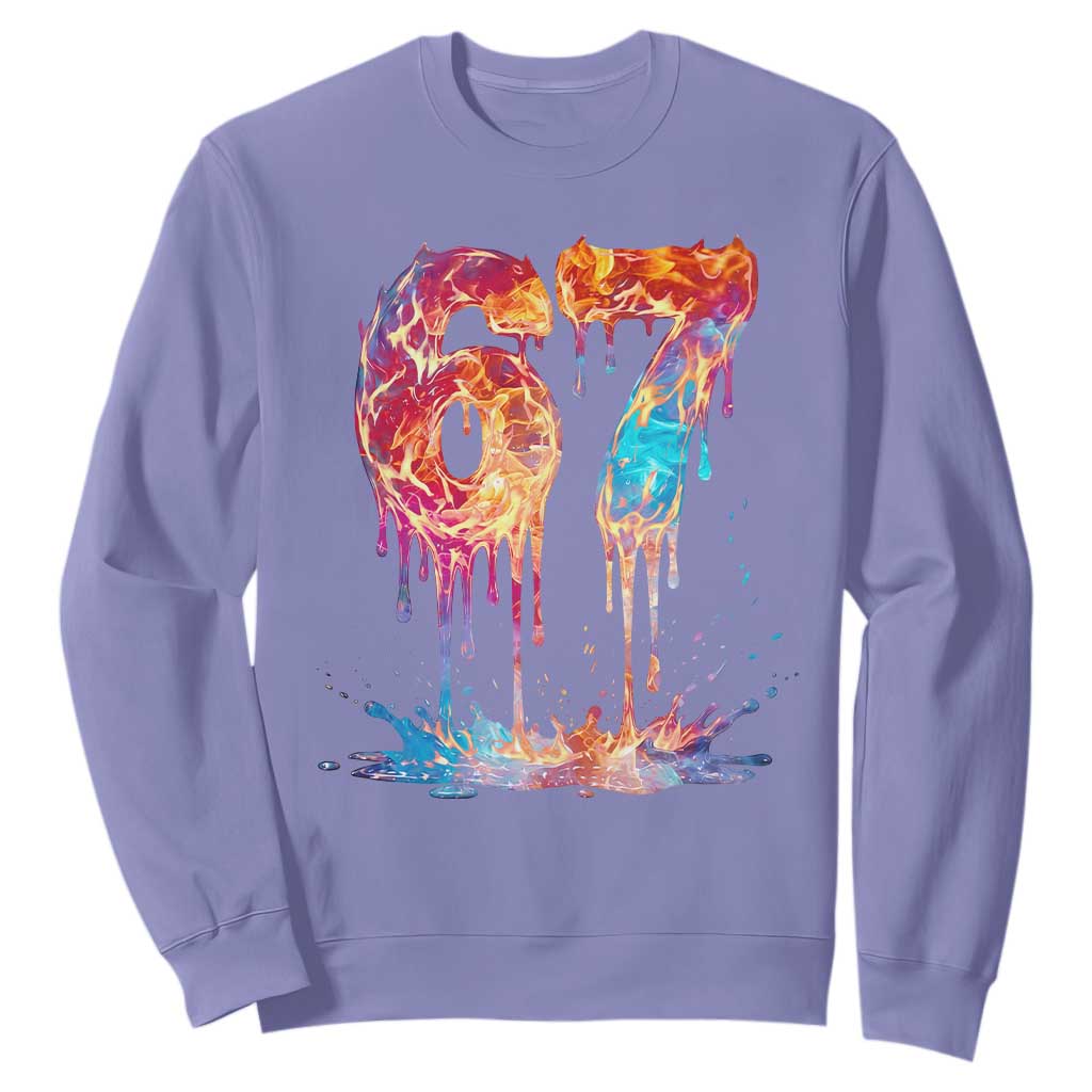 Burning Six Seven Sweatshirt Drip Fire Flame Meme