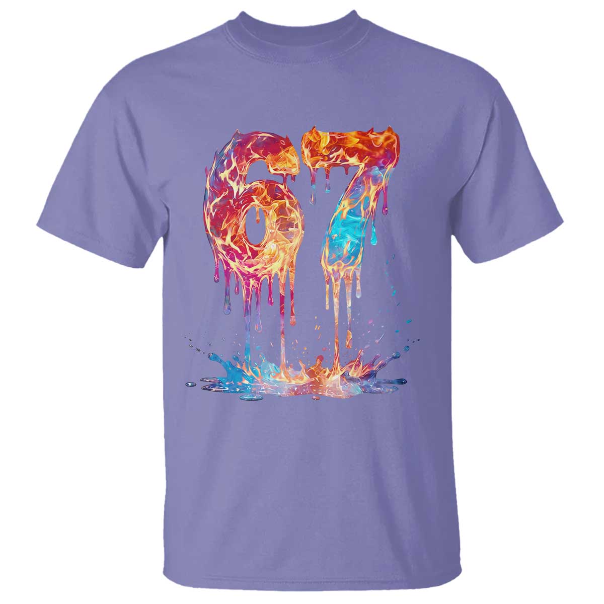 Burning Six Seven T Shirt Drip Fire Flame Meme