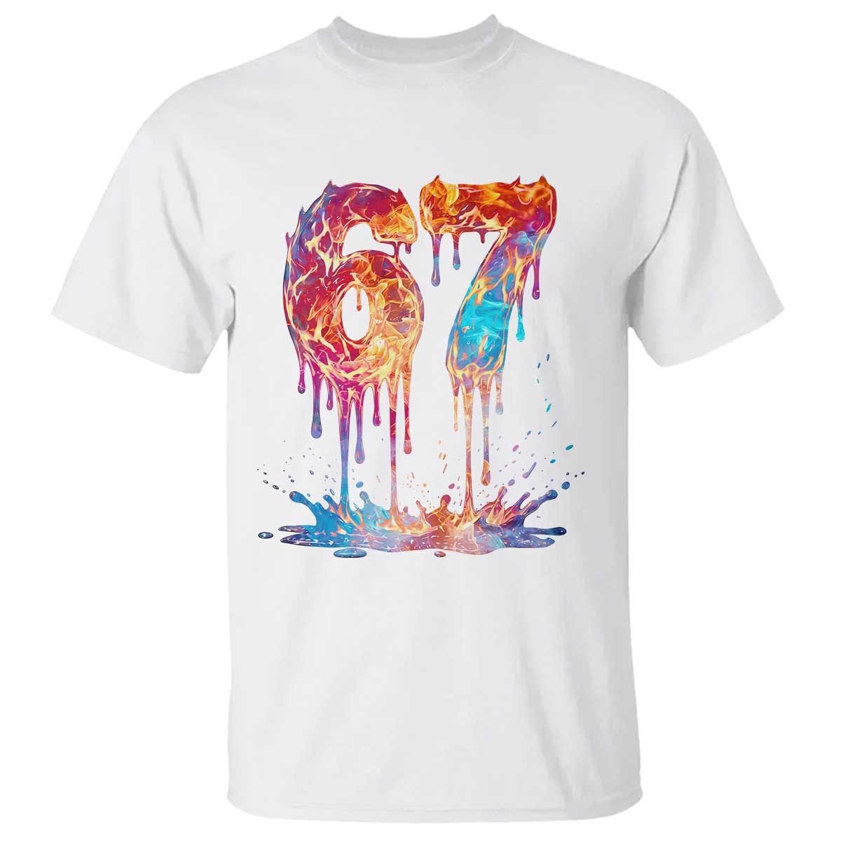 Burning Six Seven T Shirt Drip Fire Flame Meme