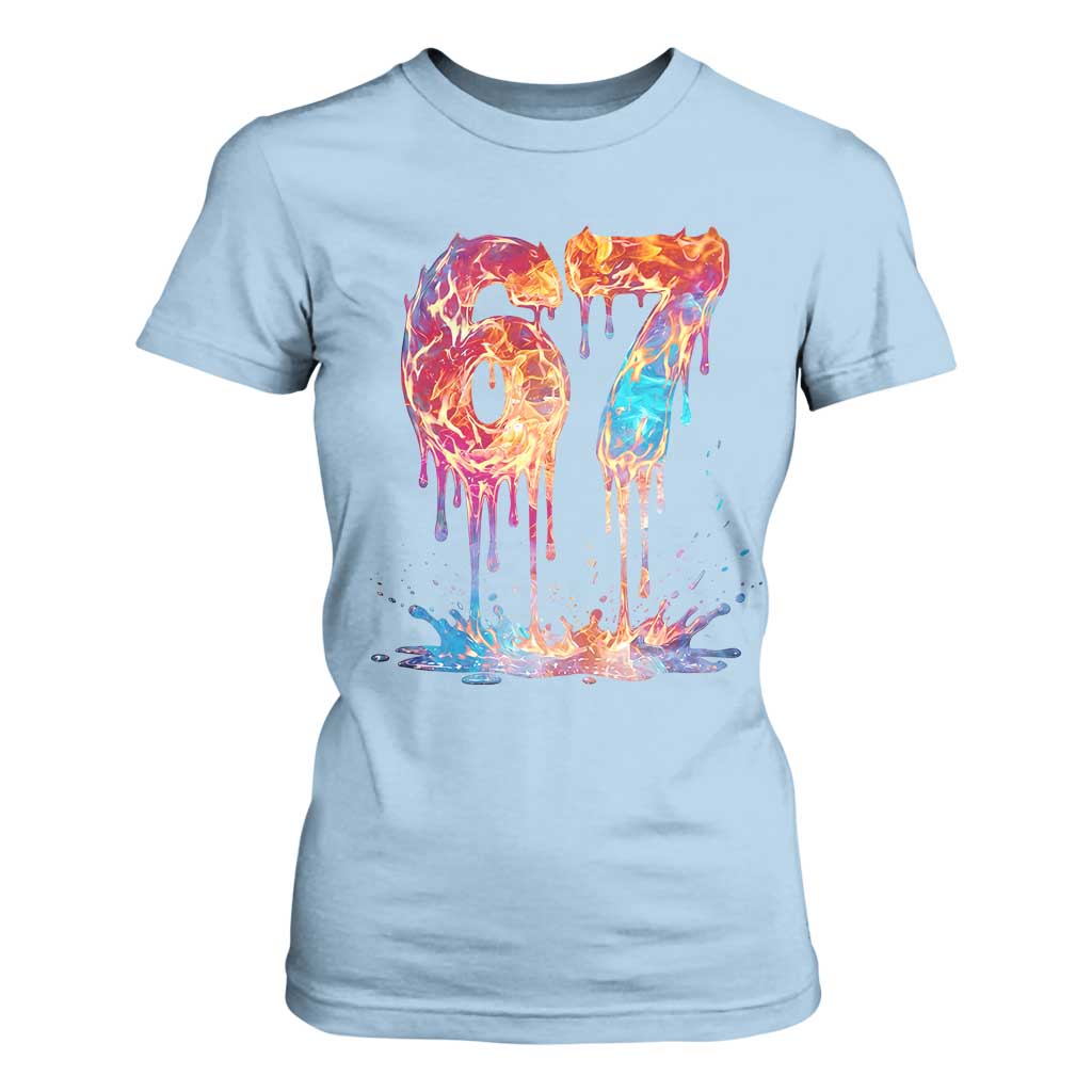 Burning Six Seven T Shirt For Women Drip Fire Flame Meme
