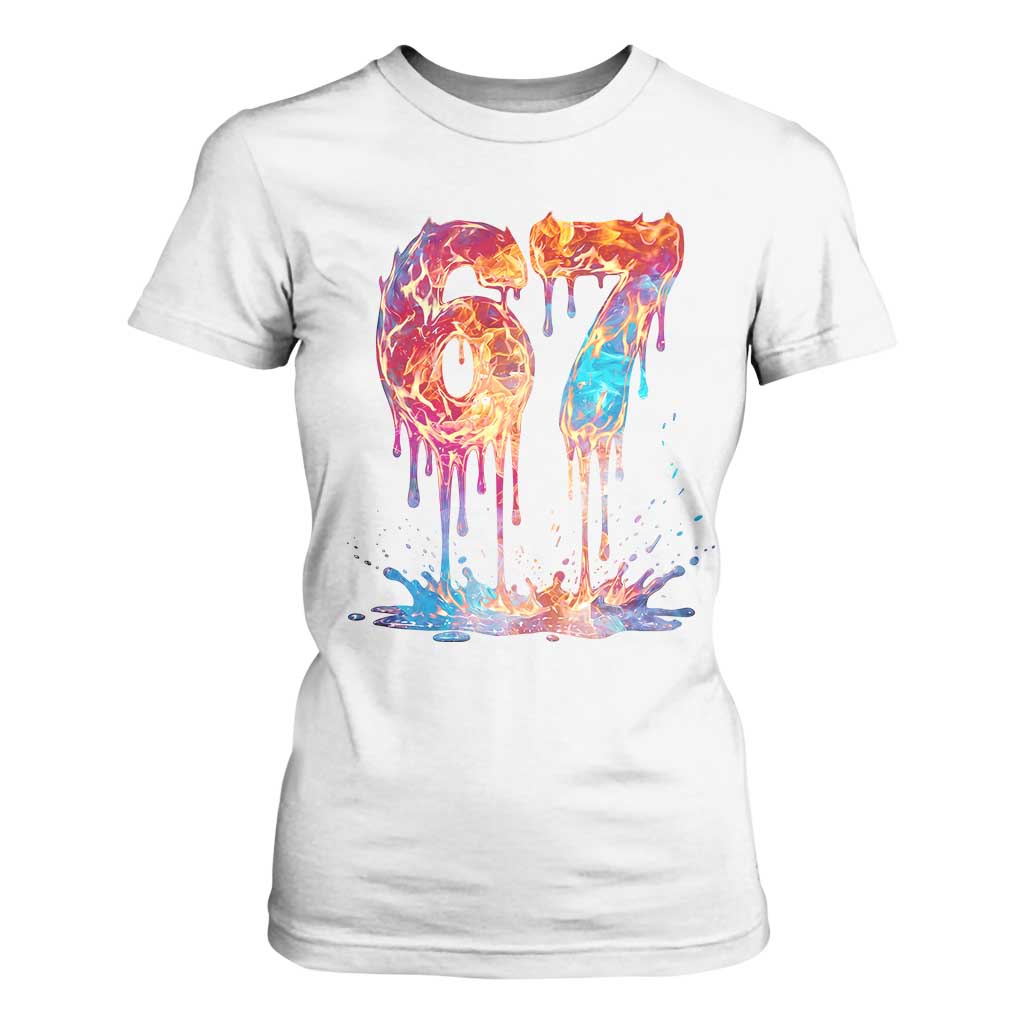 Burning Six Seven T Shirt For Women Drip Fire Flame Meme