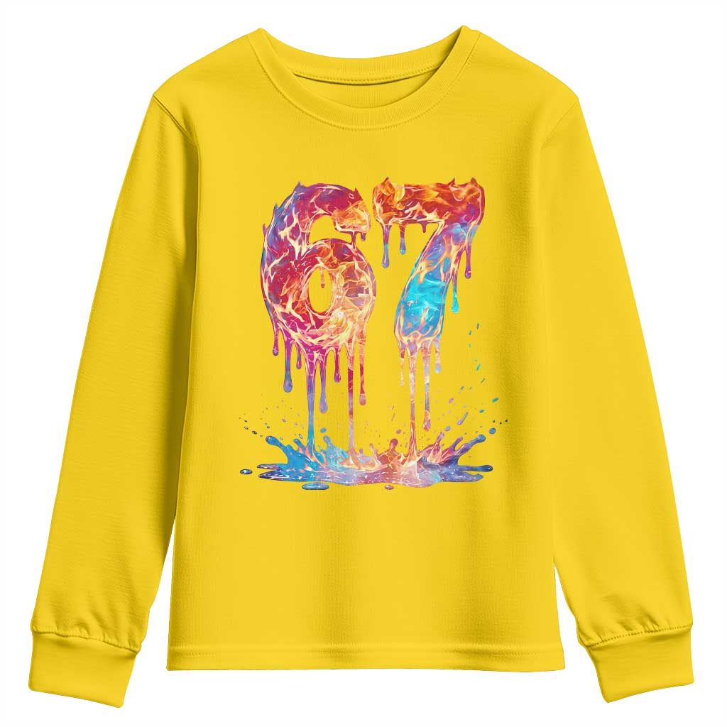 Burning Six Seven Youth Sweatshirt Drip Fire Flame Meme