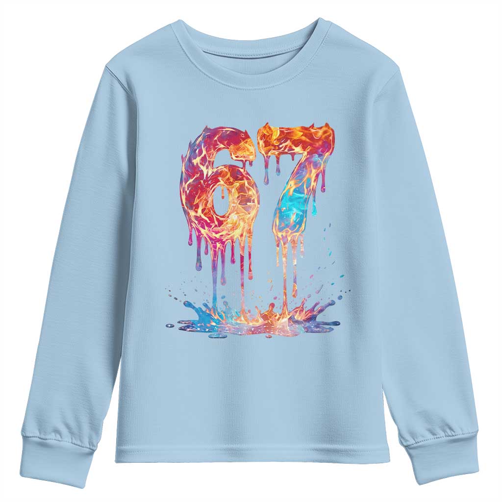 Burning Six Seven Youth Sweatshirt Drip Fire Flame Meme