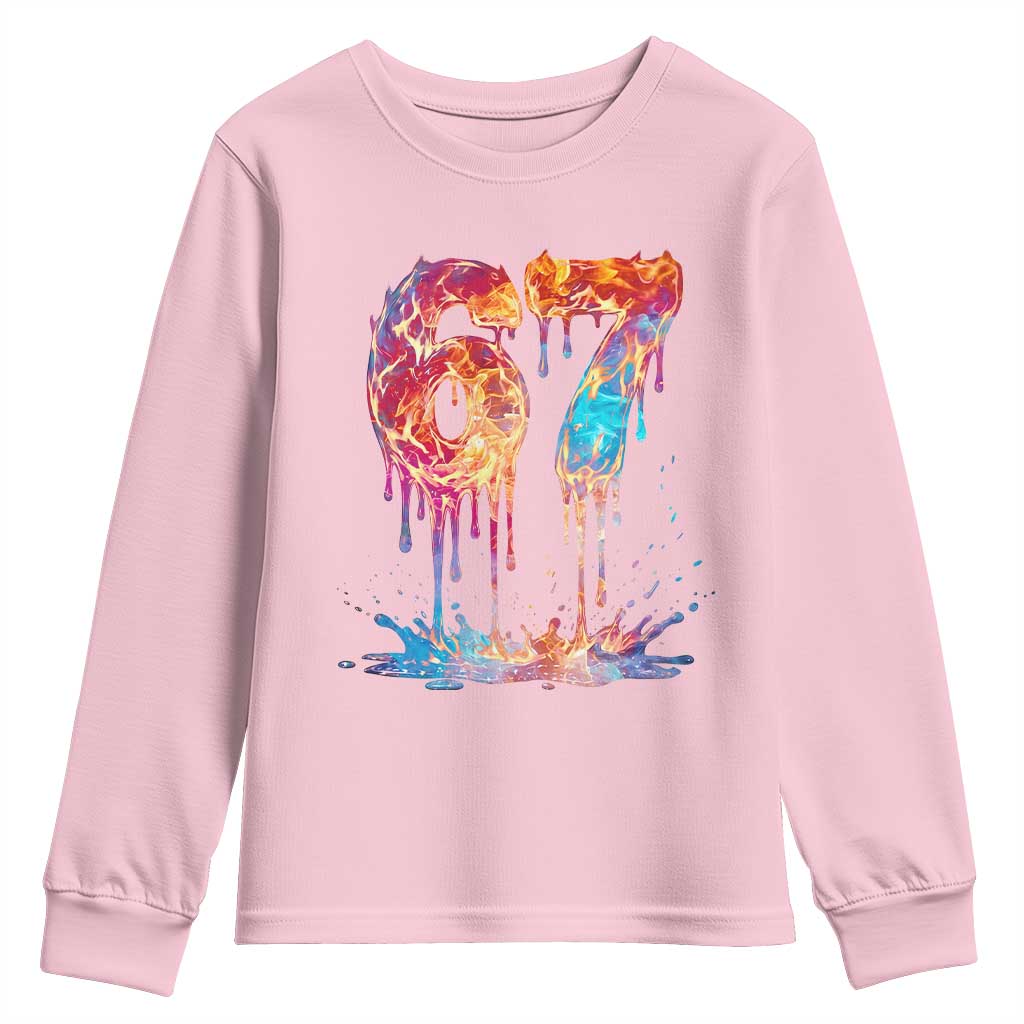 Burning Six Seven Youth Sweatshirt Drip Fire Flame Meme