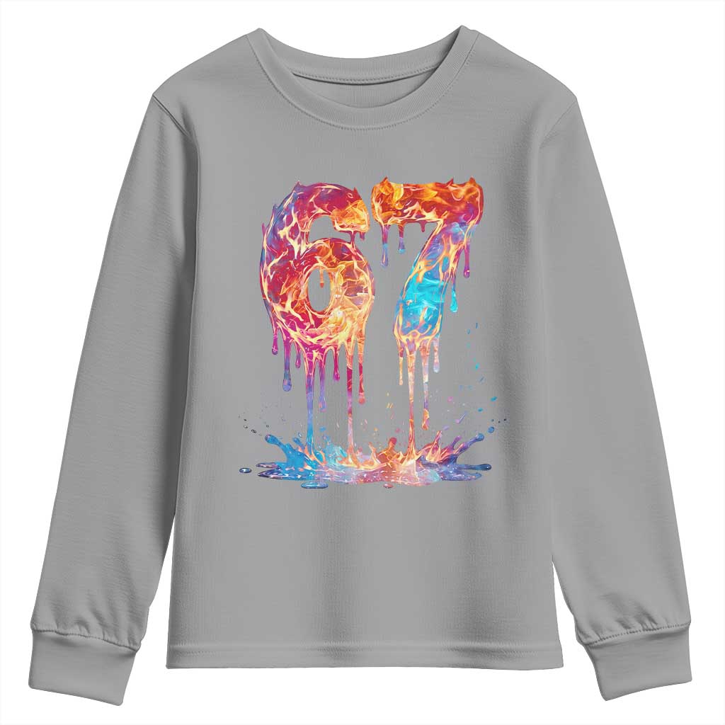 Burning Six Seven Youth Sweatshirt Drip Fire Flame Meme