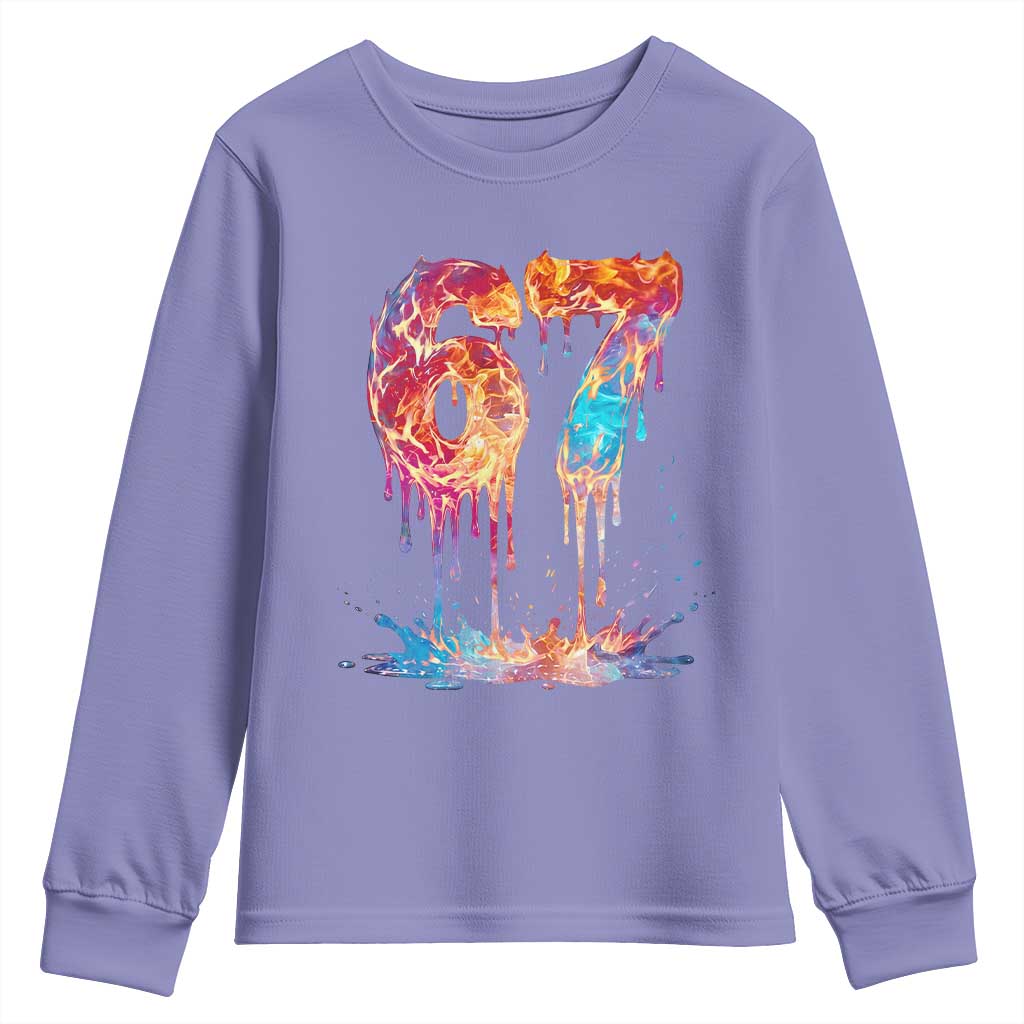 Burning Six Seven Youth Sweatshirt Drip Fire Flame Meme