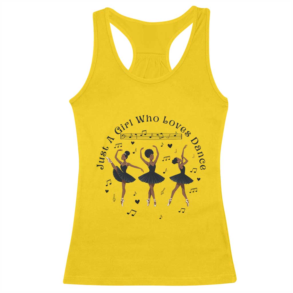 African American Ballet Dancer Racerback Tank Top Just A Girl Who Loves Dance - African Pride
