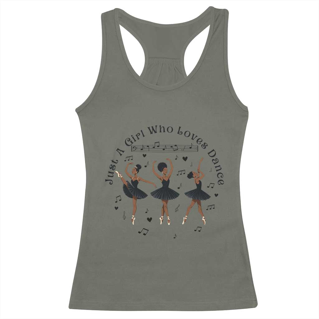 African American Ballet Dancer Racerback Tank Top Just A Girl Who Loves Dance - African Pride
