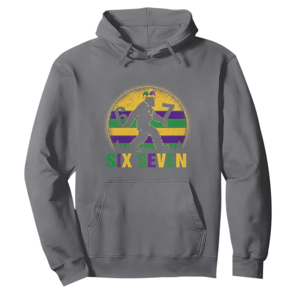 Funny Mardi Gras Bigfoot Hoodie Six Seven Meme