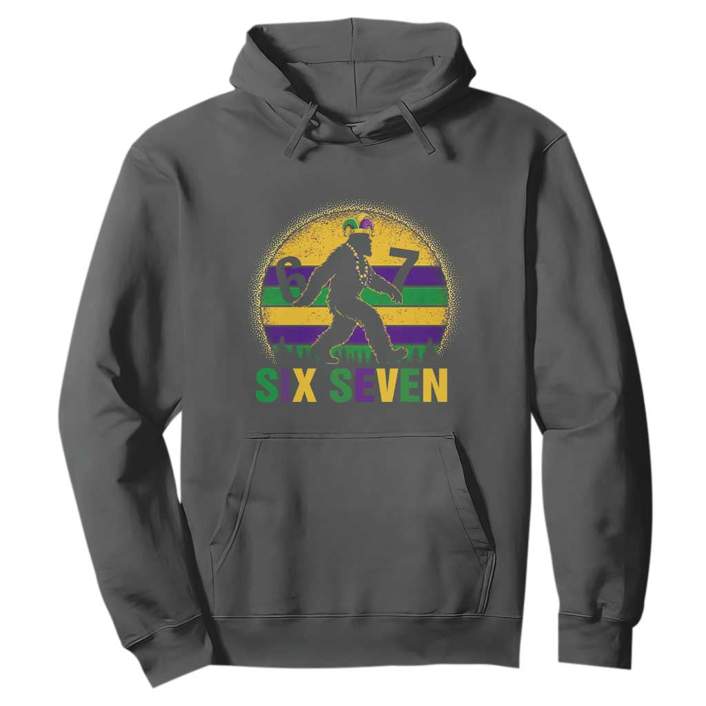 Funny Mardi Gras Bigfoot Hoodie Six Seven Meme