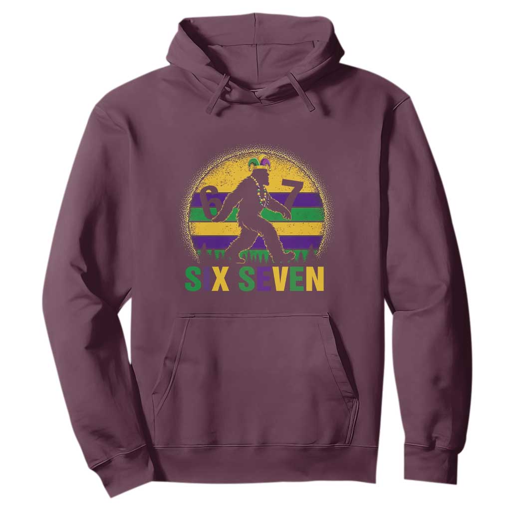 Funny Mardi Gras Bigfoot Hoodie Six Seven Meme