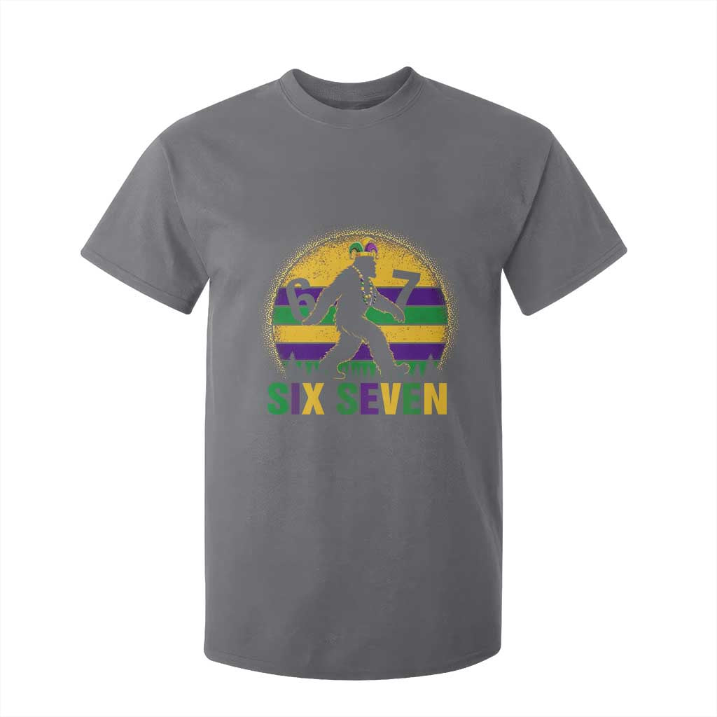 Funny Mardi Gras Bigfoot T Shirt For Kid Six Seven Meme