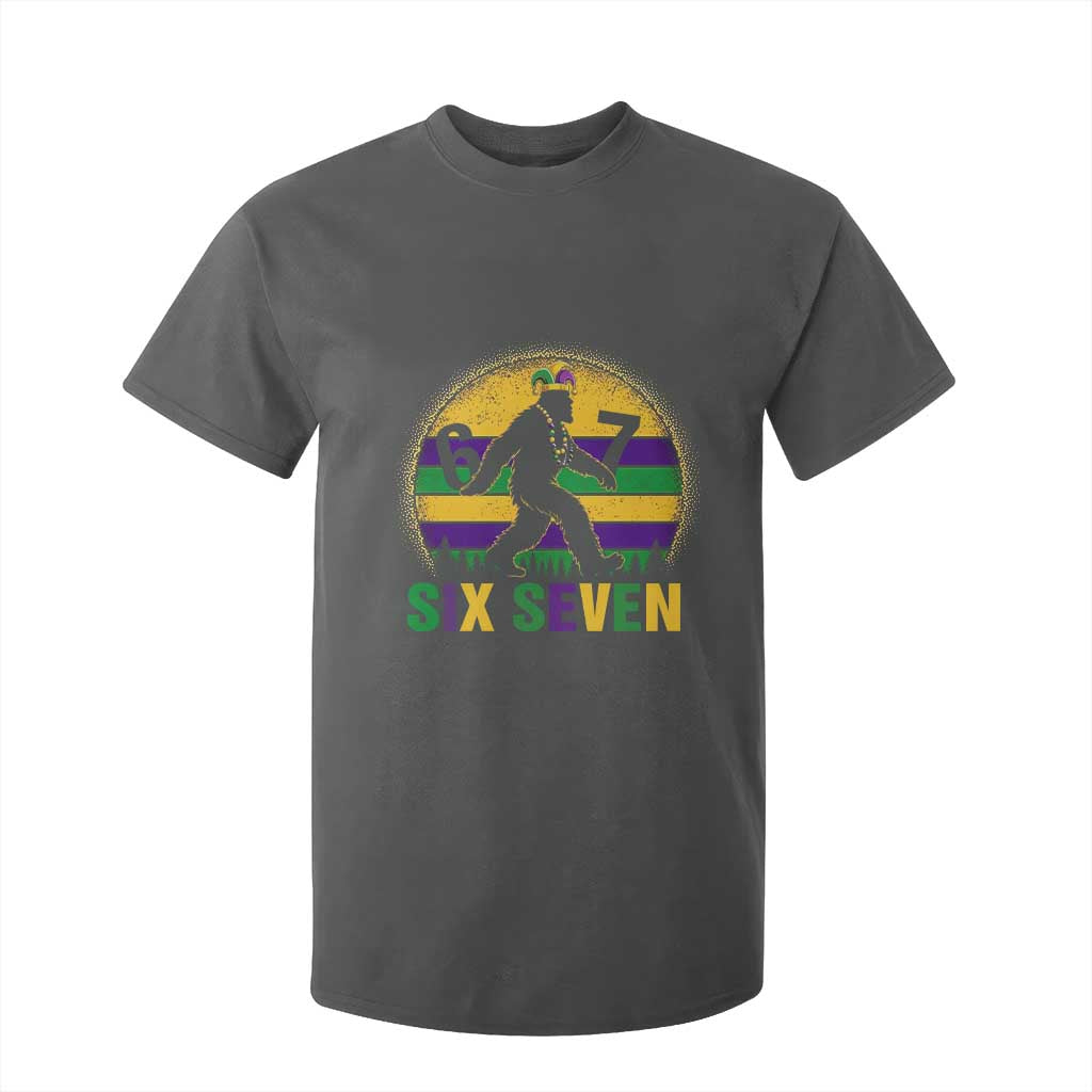 Funny Mardi Gras Bigfoot T Shirt For Kid Six Seven Meme