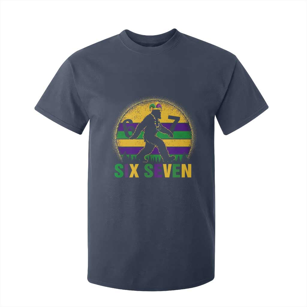 Funny Mardi Gras Bigfoot T Shirt For Kid Six Seven Meme