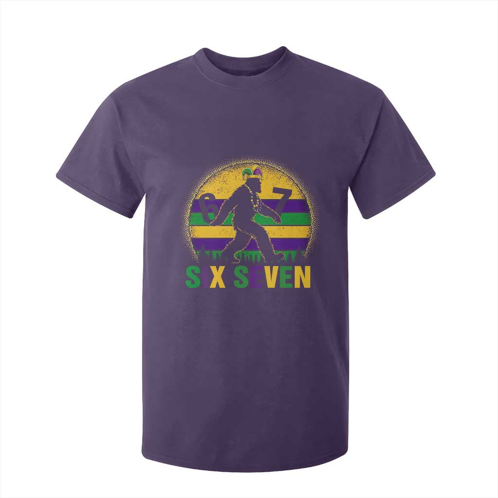 Funny Mardi Gras Bigfoot T Shirt For Kid Six Seven Meme